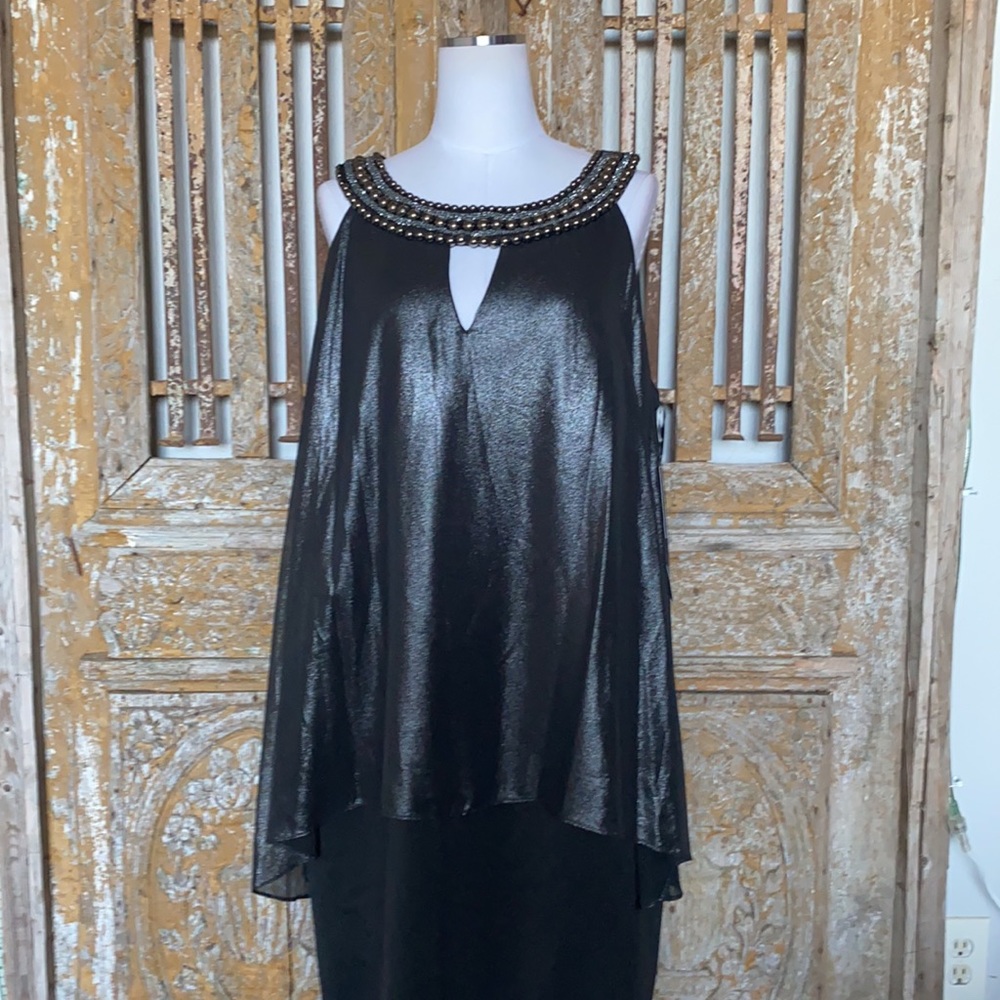 MELROSE BEADNECK HALTER DRESS CHIFFON BLACK 20 W